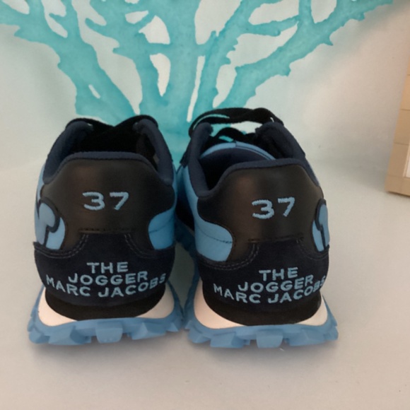 MARC JACOBS Leather Colorblock Pattern Blue Sneakers 37 US 7 - Picture 5 of 16